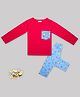 Sheer Love Full Sleeves Cupcakes Printed Coordinating Tee & Pant Set - Fuchsia Pink