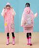 Babyhug Full Sleeves Knee Length Hooded Raincoat Elephant Print - Peach