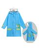 Babyhug Full Sleeves Hooded Raincoat Crocodile Print - Blue