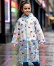 Pine Kids Full Sleeves Hooded Calf Length Raincoat Vehicle Print - Multicolor