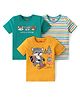 Babyhug Cotton Knit Half Sleeves Raccoon Printed T-Shirts Pack of 3 - Multicolour