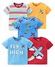 Babyhug Cotton Knit Half Sleeves T-Shirts Striped & Aeroplane  Graphics Pack of 5 - Multicolour