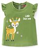 Babyhug 100% Cotton Knit Frill Detailing T-Shirt With Deer Graphics - Olive Green