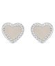 Silver Chest 925 Silver Earring for Women with Mother of Pearl , Pure Silver Ear Studs with Heart Design Set of 2 Color : Silver