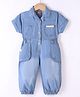 Little Kangaroos 100% Cotton Woven Half Sleeves Denim Dungaree - Ice Blue