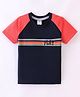Simply Sinker Cotton Knit Raglan Sleeve Text Print T-Shirt - Navy Blue