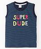 Simply Sinker Sleeveless T-Shirt Striped With Text Print - Blue