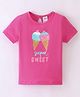 Simply Sinker Cotton Knit Half Sleeves Text & Ice Cream Printed T-Shirt -Pink