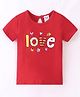 Simply Sinker Cotton Knit Half Sleeves Text Printed T-Shirt -Red