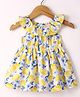 Simply Premium Cotton Woven Sleeveless Dress Floral Print & Frill Design- Yellow
