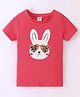 Simply Sinker Cotton Knit Half Sleeves Kitten Printed T-Shirt -Red