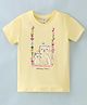 Simply Sinker Cotton Knit Half Sleeves Kitten Printed T-Shirt -Yellow