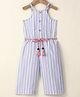 Simply Premium Cotton Sleeveless Striped Singlet Jumpsuit - Blue
