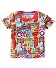 Babyhug Marvel Cotton Knit Half Sleeves T-Shirt with Avengers Print - Red