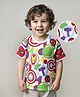 Babyhug Marvel Cotton Knit Half Sleeves T-Shirt with Avengers Print - White & Green