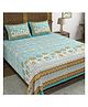 Blocks Of India Hand Block Printed Cotton Super King Size Bedsheet Blue Ikat