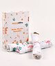 Moms Home Organic Cotton Baby Muslin Swaddle Yellow Giraffe, Flamingo & Cute Elephnat - Pack of 3 - Multicolour