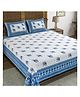 Blocks Of India Hand Block Printed Cotton Super King Size Bedsheet Blue Elephant