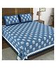 Blocks Of India Hand Block Printed Cotton Super King Size Bedsheet Blue Buti