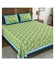Blocks Of India Hand Block Printed Cotton Super King Size Bedsheet Green Ikat