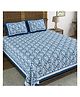 Blocks Of India Hand Block Printed Cotton Super King Size Bedsheet Blue Ikat