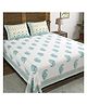Blocks Of India Cotton Block Print King Size Bedsheet   Turquoise Buta
