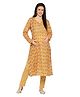 Mom for sure by Ketki Dalal Full Sleeves Floral Motif Printed & Sequin Embellished Maternity Kurta With Concealed Zipper Nursing Access - Mustard Yellow
