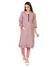 Mom for sure by Ketki Dalal Three Fourth Sleeves Seamless Floral Printed Maternity Straight Cut Kurta With Concealed Zipper Nursing Access - Beige & Multi Colour