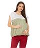 Mom for sure by Ketki Dalal  Half Sleeves Floral Printed Maternity A Line Top With Concealed Zipper Nursing Access - Green