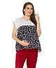 Mom for sure by Ketki Dalal Half Sleeves Floral Printed Maternity Top With Concealed Zipper Nursing Access - Navy