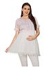 Mom for sure by Ketki Dalal Frilled Half Sleeves Shibori Tie & Dye Maternity Top With Concealed Zipper Nursing Access - Pink
