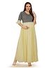 Mom for sure by Ketki Dalal Pure Cotton Frilled Half Sleeves Colour Blocked Maternity Maxi Dress With Concealed Zipper Nursing Access - Yellow