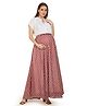 Mom for sure by Ketki Dalal Half Sleeves Chevron Printed Maternity Dress With Concealed Zipper Nursing Access  - Maroon