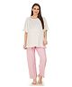 Mom for sure by Ketki Dalal Half Flared Sleeves Ruffles Maternity Cotton Top With Lounge Pant - Cream