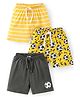 Babyhug Cotton Single Jersey Knit Shorts Stripes & Ball Print Pack Of 3 - Yellow & Black