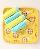 OHMS Terry Hand & Face Towels Lion Print Pack of 5 - Yellow & Blue
