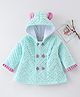 Mom's pet Full Sleeves Frill Detailed Beads Embellished Hooded Jacket - Green