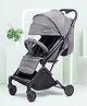 Bonfino Feather Lite Compact Tri-fold Cabin Stroller, Linen Fabric, Adjustable Canopy - Grey| Aluminum Frame| Trolley Handle| Concealed Linked Brake| Free Standing When Folded| Reclining Backrest and Adjustable Leg Rest| Single-hand Folding Mechanism