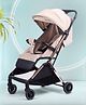 Bonfino AirLuxe Cabin Stroller - Compact Tri-fold, Lightweight, 5-Point Safety Harness, Adjustable Canopy, Beige Linen Fabric| Concealed Link Brake| Self Standing When Folded| Reclining Backrest and Adjustable Foot Rest