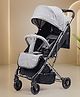 Bonfino Breeze Lite Grey Stroller, Compact, Linen Fabric, 5-Point Harness| Suspension| Linked Brake| Reclining Backrest and Adjustable Foot Rest| Integrated Trolley Handle| Self-standing When Folded