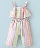 Twetoons Sleeveless Ankle Length Striped  Jumpsuit with Frill Detailing &  Applique -  Multicolor