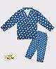Sheer Love Full Sleeves Pop Corn Printed Coordinating Shirt & Pant Set - Navy Blue