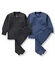 The Boo Boo Club Pack Of 2 Full Sleeves Solid Thermal Wear Sets - Black & Blue