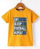 Lazy Bones Cotton Sinker Knit Half Sleeves T-Shirt Text Print - Yellow