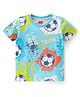 Babyhug Cotton Knit Half Sleeves Football Printed T-Shirt - Blue
