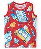 Babyhug 100% Cotton Knit Sleeveless T-Shirt With Ice Cream Print- Red