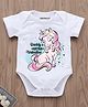 KNITROOT Half Sleeves Valentine Theme Unicorn Printed Onesie - White