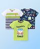 Babyhug Cotton Knit Half Sleeves T-Shirt Striped & Bus Camper Van Graphics Pack of 3 - Multicolour
