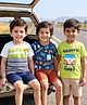 Babyhug Cotton Knit Half Sleeves T-Shirt Striped & Bus Camper Van Graphics Pack of 3 - Multicolour