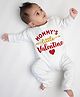 KNITROOT Valentine Theme Full Sleeves Mommys Little Valentine Glitter Printed Romper - White